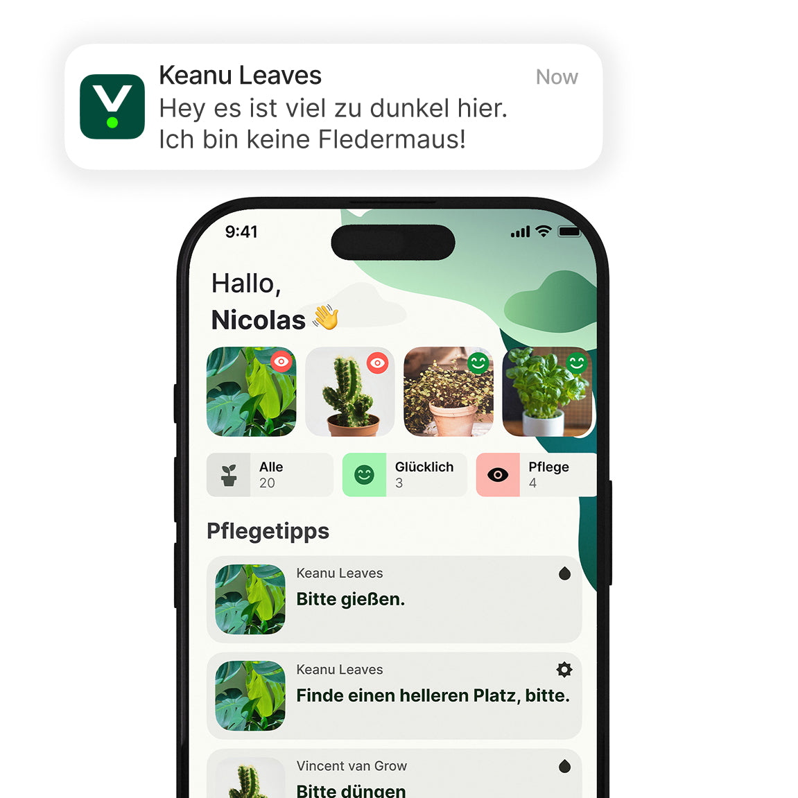 FYTA App Pflege-Erinnerungen für Zimmerpflanzen